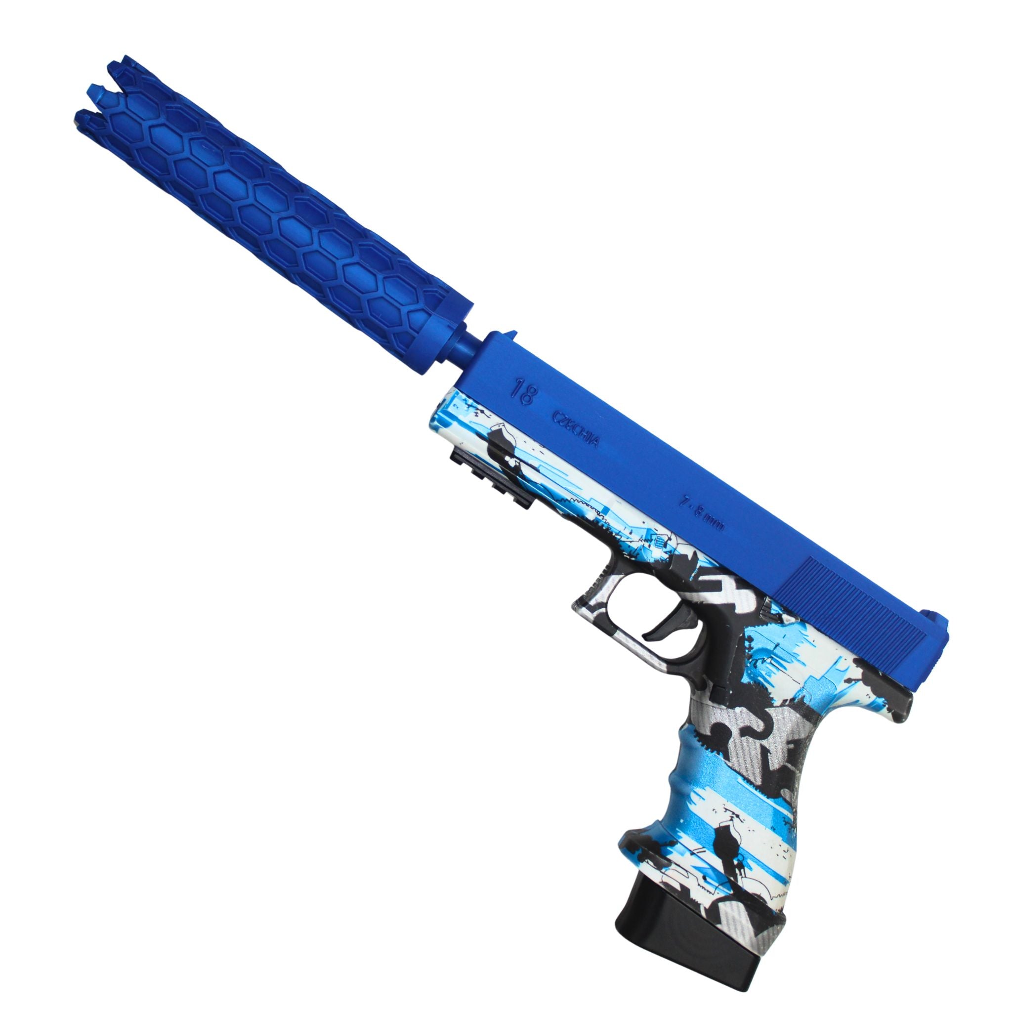 Modrá imitace tlumiče na blasteru