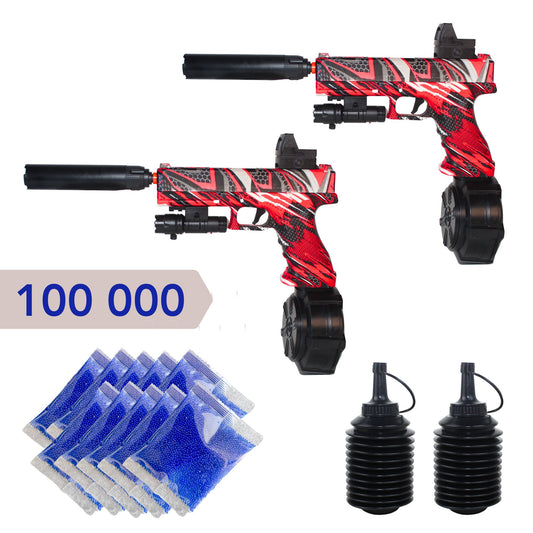 GLOCK Výhodný set pro dva – 2 pistole, 100 000 kuliček, skládací lahvičky
